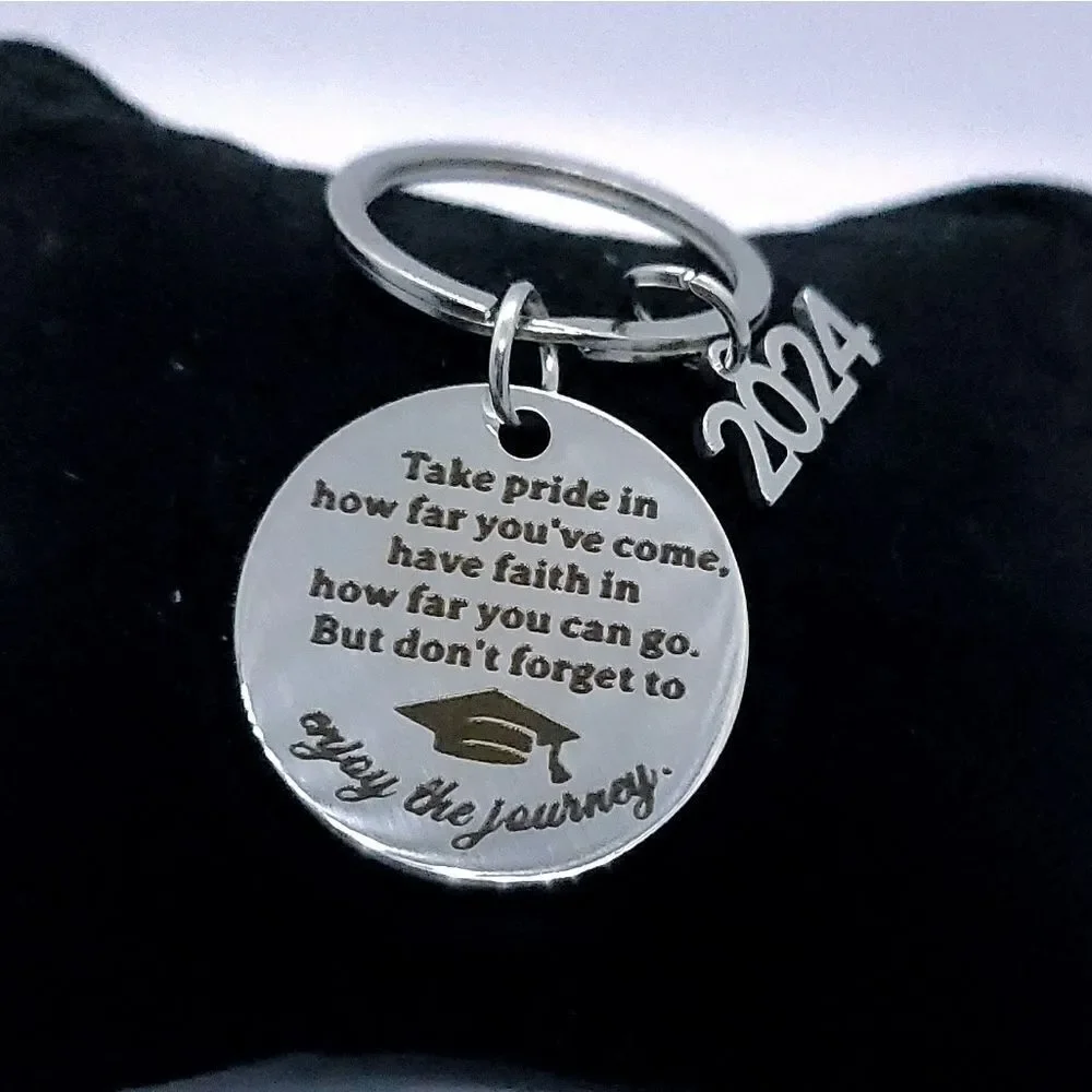 NEW Graduate Gift Bag Charm Stainless Steel Keychain Key Chain Inspiration
